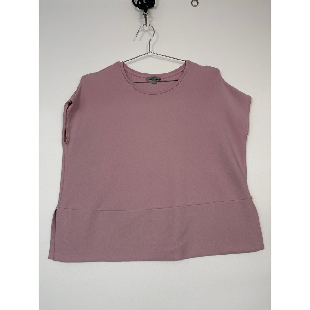 COS Womens Sleeveless Ponte Knit Top XS Mauve Pink Seamed Hem Slits 06486957